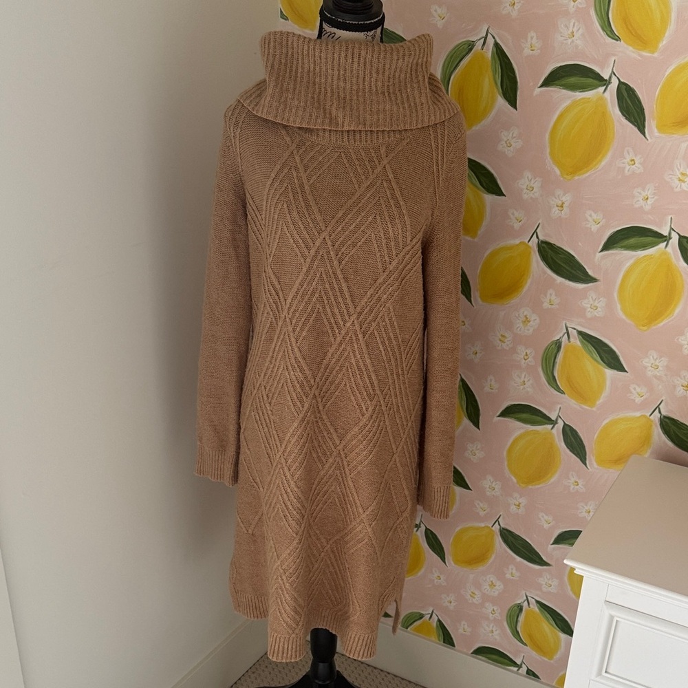 Banana Republic Factory Camel Turtleneck Sweater Dress